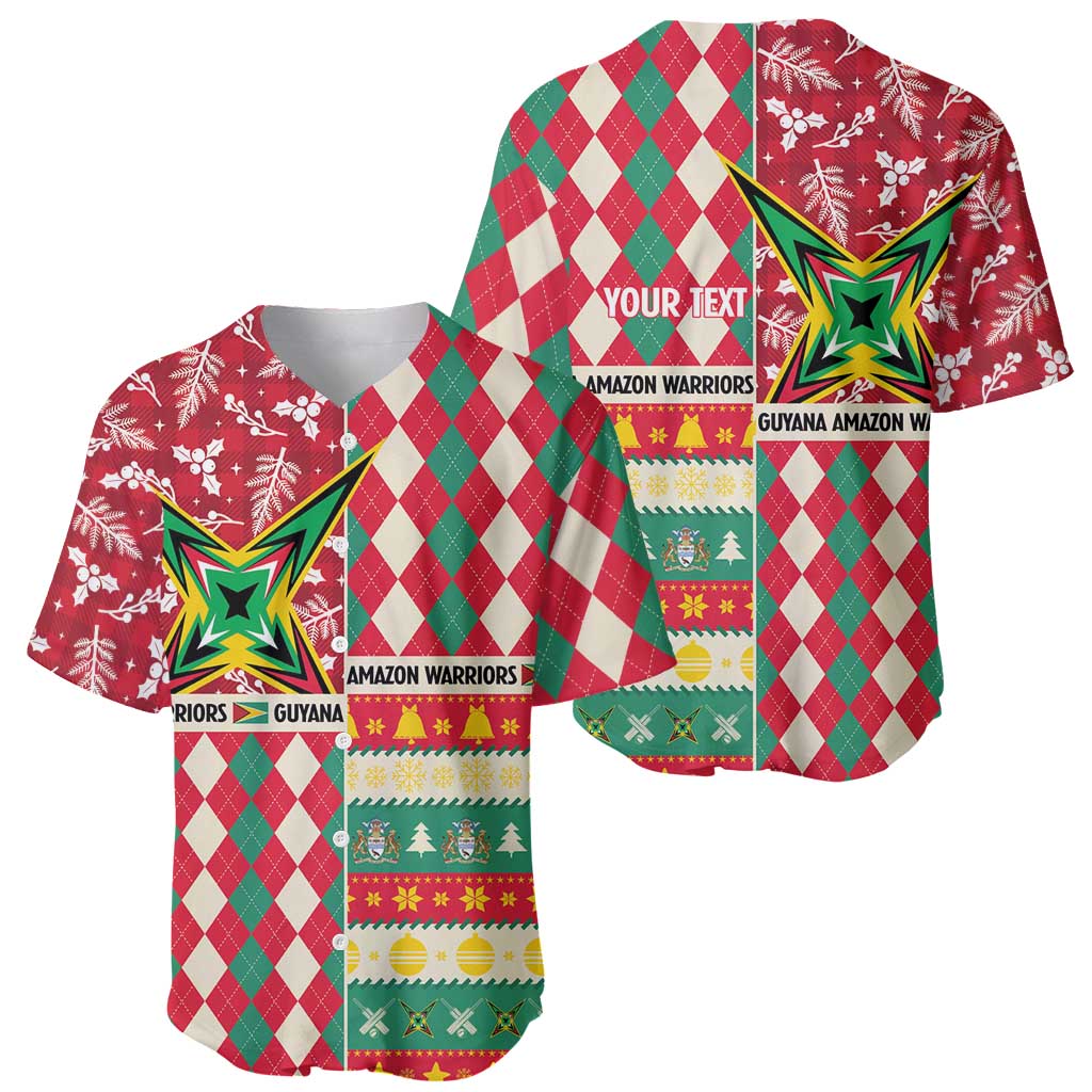 Personalized Amazon Warriors Cricket Christmas Baseball Jersey Guyana Merry Xmas - Wonder Print Shop