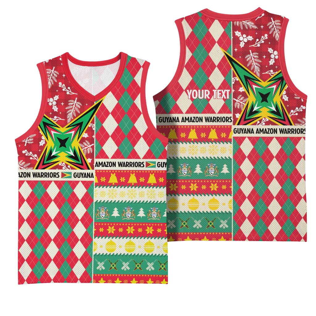 Personalized Amazon Warriors Cricket Christmas Basketball Jersey Guyana Merry Xmas - Wonder Print Shop