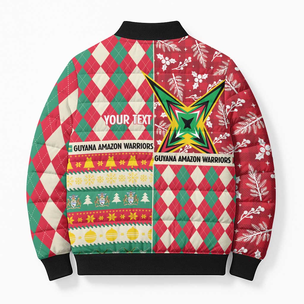 Personalized Amazon Warriors Cricket Christmas Bomber Puffer Jacket Guyana Merry Xmas - Wonder Print Shop