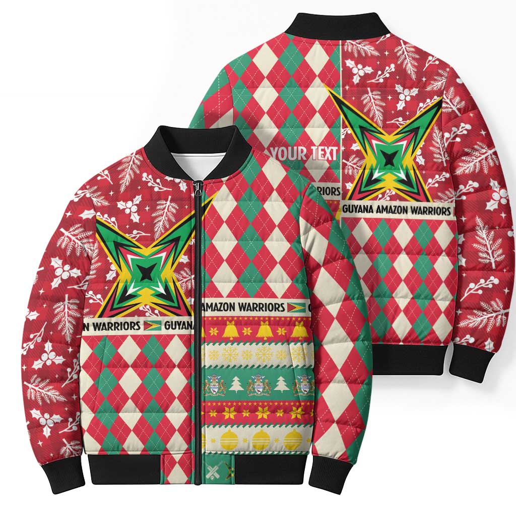 Personalized Amazon Warriors Cricket Christmas Bomber Puffer Jacket Guyana Merry Xmas - Wonder Print Shop