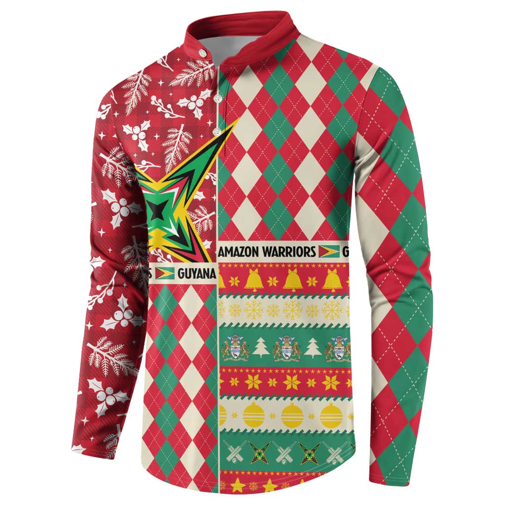 Personalized Amazon Warriors Cricket Christmas Button Sweatshirt Guyana Merry Xmas - Wonder Print Shop