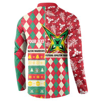 Personalized Amazon Warriors Cricket Christmas Button Sweatshirt Guyana Merry Xmas - Wonder Print Shop