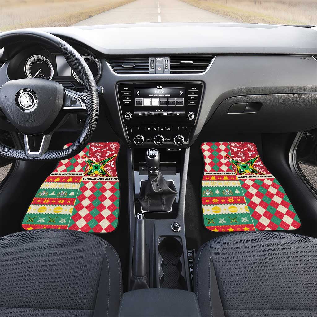 Personalized Amazon Warriors Cricket Christmas Car Mats Guyana Merry Xmas - Wonder Print Shop