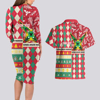 Personalized Amazon Warriors Cricket Christmas Couples Matching Long Sleeve Bodycon Dress and Hawaiian Shirt Guyana Merry Xmas - Wonder Print Shop