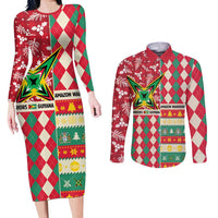 Personalized Amazon Warriors Cricket Christmas Couples Matching Long Sleeve Bodycon Dress and Long Sleeve Button Shirt Guyana Merry Xmas - Wonder Print Shop