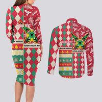 Personalized Amazon Warriors Cricket Christmas Couples Matching Long Sleeve Bodycon Dress and Long Sleeve Button Shirt Guyana Merry Xmas - Wonder Print Shop
