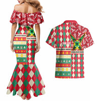 Personalized Amazon Warriors Cricket Christmas Couples Matching Mermaid Dress and Hawaiian Shirt Guyana Merry Xmas - Wonder Print Shop