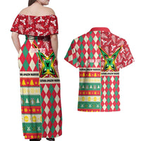 Personalized Amazon Warriors Cricket Christmas Couples Matching Off Shoulder Maxi Dress and Hawaiian Shirt Guyana Merry Xmas - Wonder Print Shop