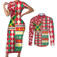 Personalized Amazon Warriors Cricket Christmas Couples Matching Short Sleeve Bodycon Dress and Long Sleeve Button Shirt Guyana Merry Xmas - Wonder Print Shop