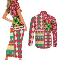 Personalized Amazon Warriors Cricket Christmas Couples Matching Short Sleeve Bodycon Dress and Long Sleeve Button Shirt Guyana Merry Xmas - Wonder Print Shop