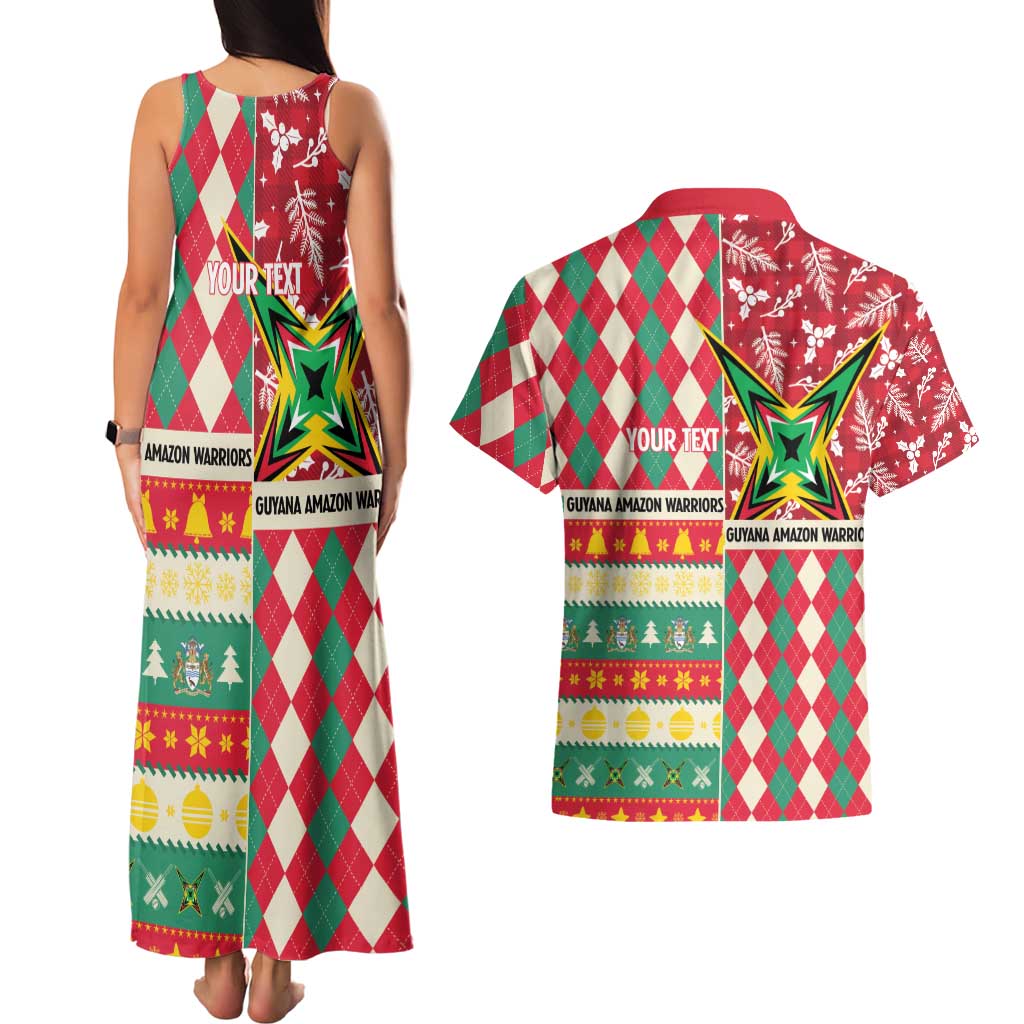 Personalized Amazon Warriors Cricket Christmas Couples Matching Tank Maxi Dress and Hawaiian Shirt Guyana Merry Xmas - Wonder Print Shop