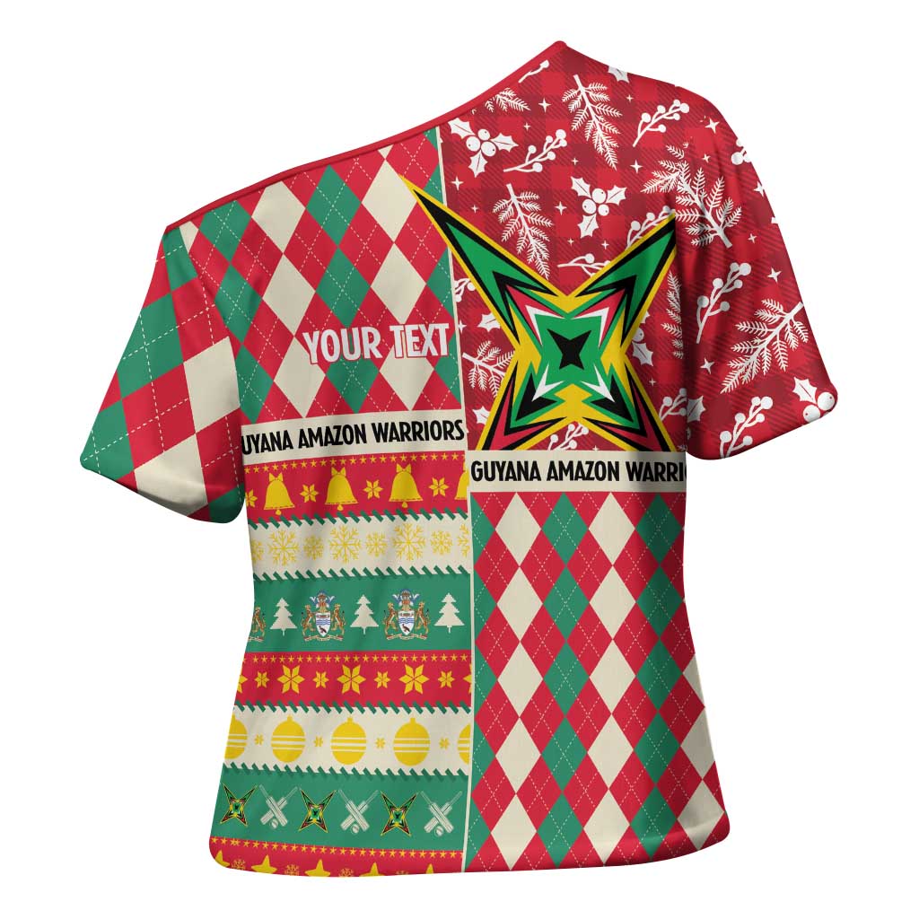 Personalized Amazon Warriors Cricket Christmas Cross Shoulder Shirt Guyana Merry Xmas - Wonder Print Shop