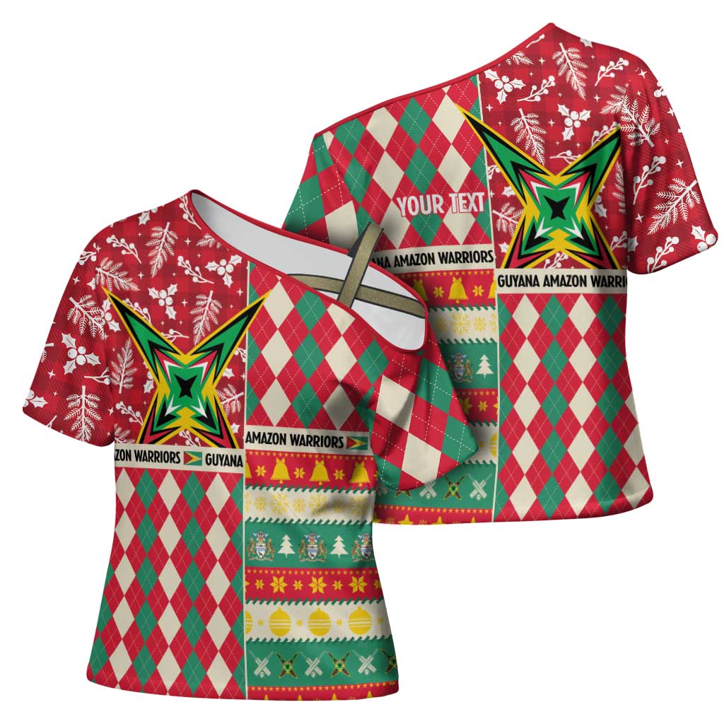 Personalized Amazon Warriors Cricket Christmas Cross Shoulder Shirt Guyana Merry Xmas - Wonder Print Shop
