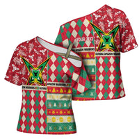 Personalized Amazon Warriors Cricket Christmas Cross Shoulder Shirt Guyana Merry Xmas - Wonder Print Shop