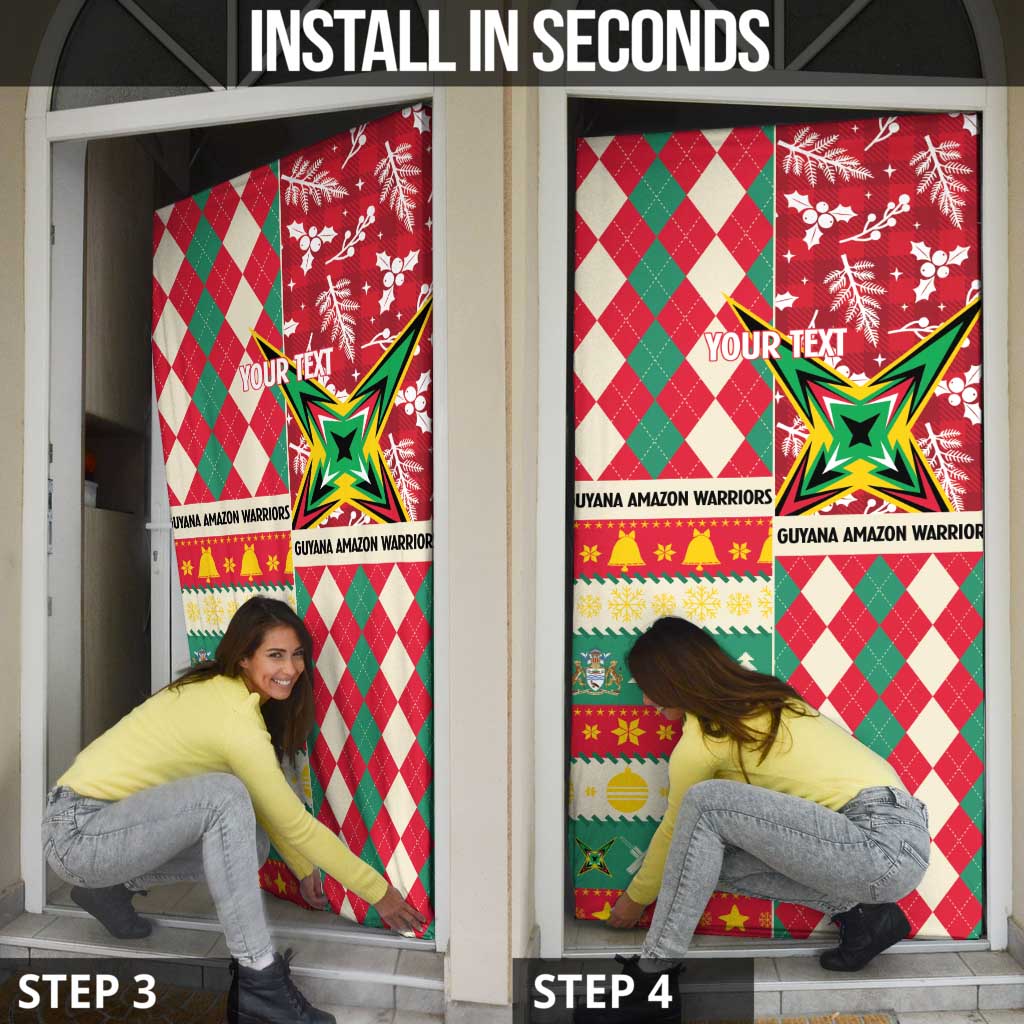 Personalized Amazon Warriors Cricket Christmas Door Cover Guyana Merry Xmas - Wonder Print Shop
