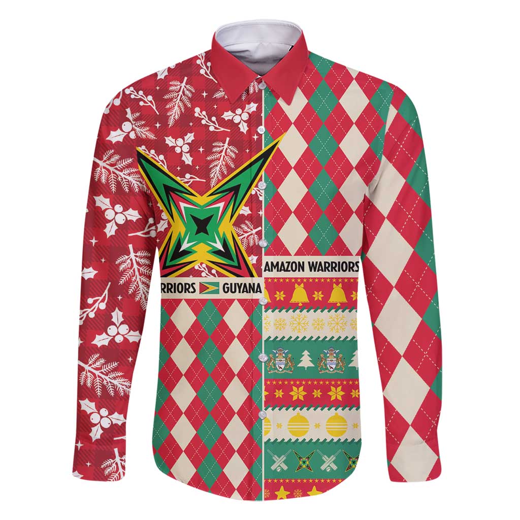 Personalized Amazon Warriors Cricket Christmas Family Matching Long Sleeve Bodycon Dress and Hawaiian Shirt Guyana Merry Xmas - Wonder Print Shop