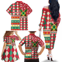 Personalized Amazon Warriors Cricket Christmas Family Matching Off The Shoulder Long Sleeve Dress and Hawaiian Shirt Guyana Merry Xmas - Wonder Print Shop