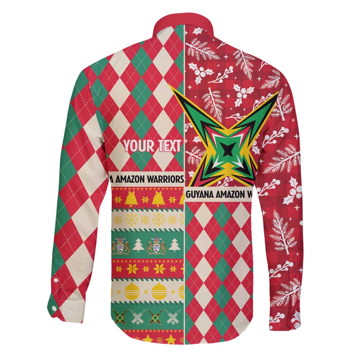 Personalized Amazon Warriors Cricket Christmas Family Matching Off The Shoulder Long Sleeve Dress and Hawaiian Shirt Guyana Merry Xmas - Wonder Print Shop