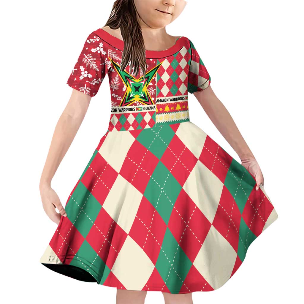 Personalized Amazon Warriors Cricket Christmas Family Matching Off Shoulder Short Dress and Hawaiian Shirt Guyana Merry Xmas - Wonder Print Shop