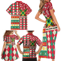 Personalized Amazon Warriors Cricket Christmas Family Matching Short Sleeve Bodycon Dress and Hawaiian Shirt Guyana Merry Xmas - Wonder Print Shop