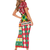 Personalized Amazon Warriors Cricket Christmas Family Matching Short Sleeve Bodycon Dress and Hawaiian Shirt Guyana Merry Xmas - Wonder Print Shop