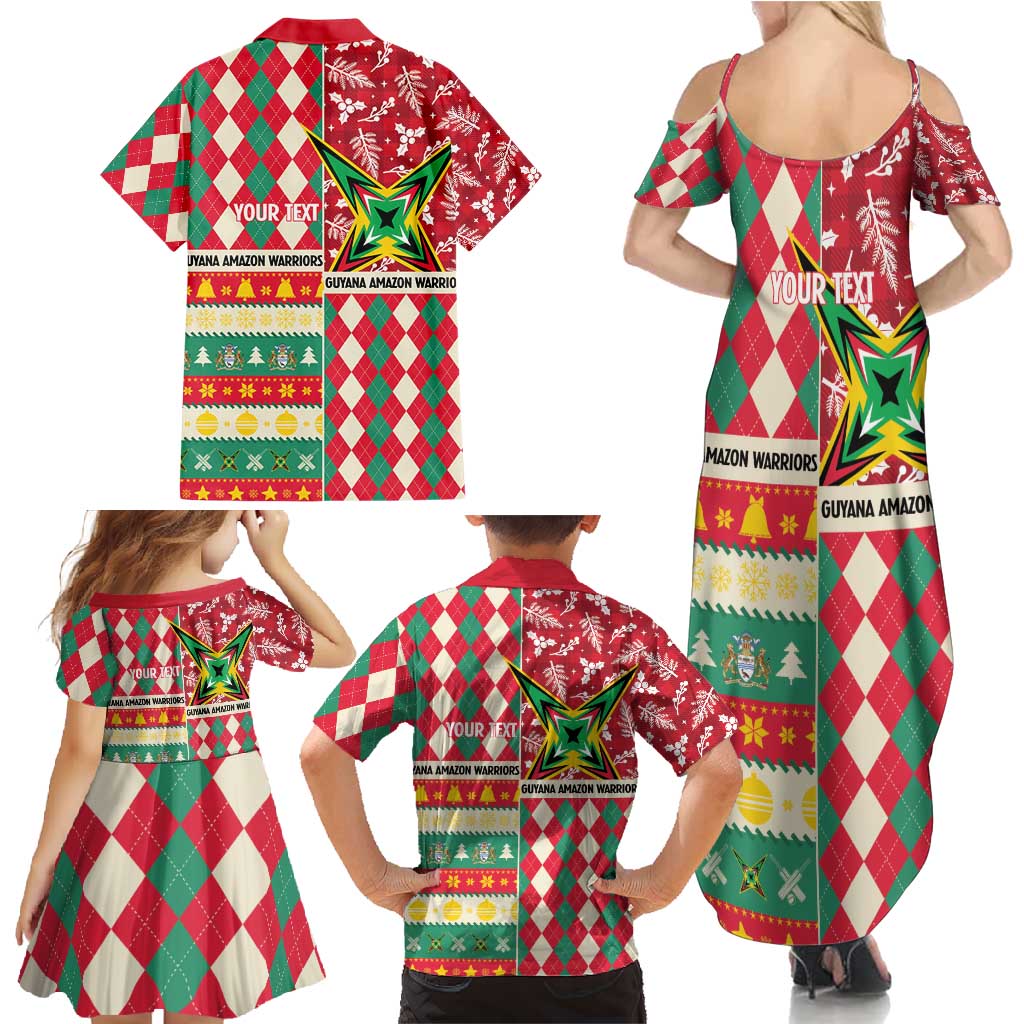 Personalized Amazon Warriors Cricket Christmas Family Matching Summer Maxi Dress and Hawaiian Shirt Guyana Merry Xmas - Wonder Print Shop