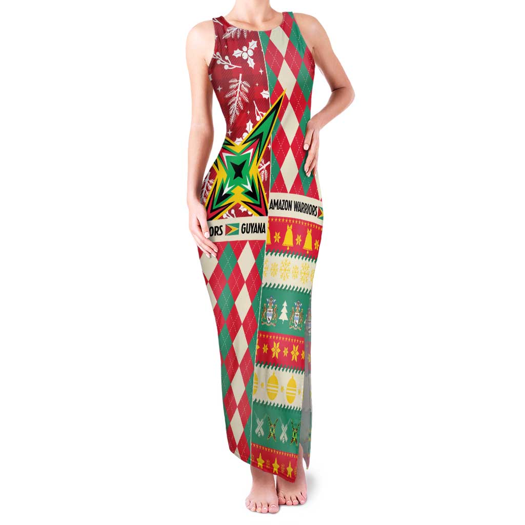 Personalized Amazon Warriors Cricket Christmas Family Matching Tank Maxi Dress and Hawaiian Shirt Guyana Merry Xmas - Wonder Print Shop