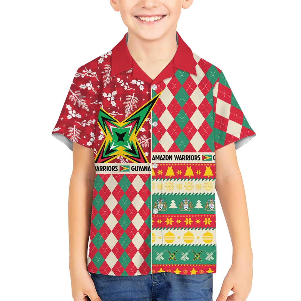 Personalized Amazon Warriors Cricket Christmas Kid Hawaiian Shirt Guyana Merry Xmas - Wonder Print Shop
