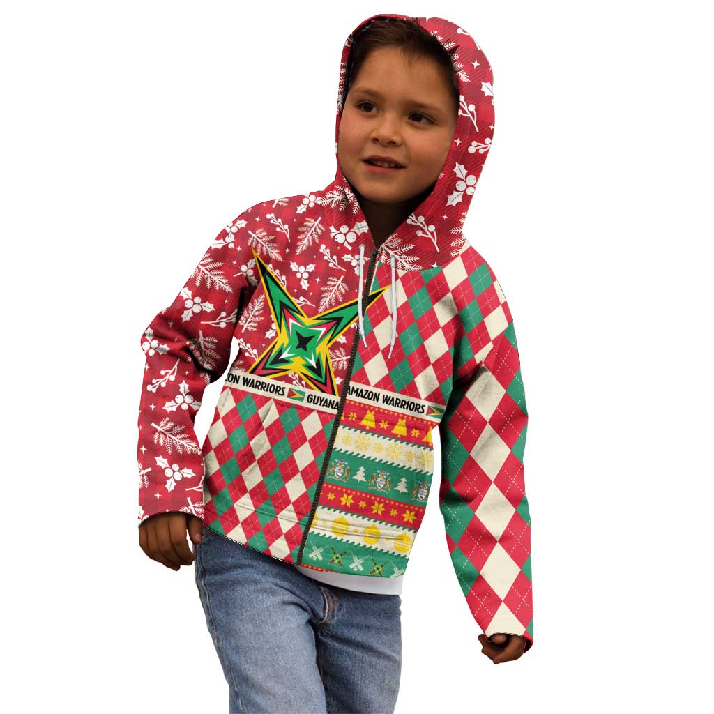 Personalized Amazon Warriors Cricket Christmas Kid Hoodie Guyana Merry Xmas - Wonder Print Shop
