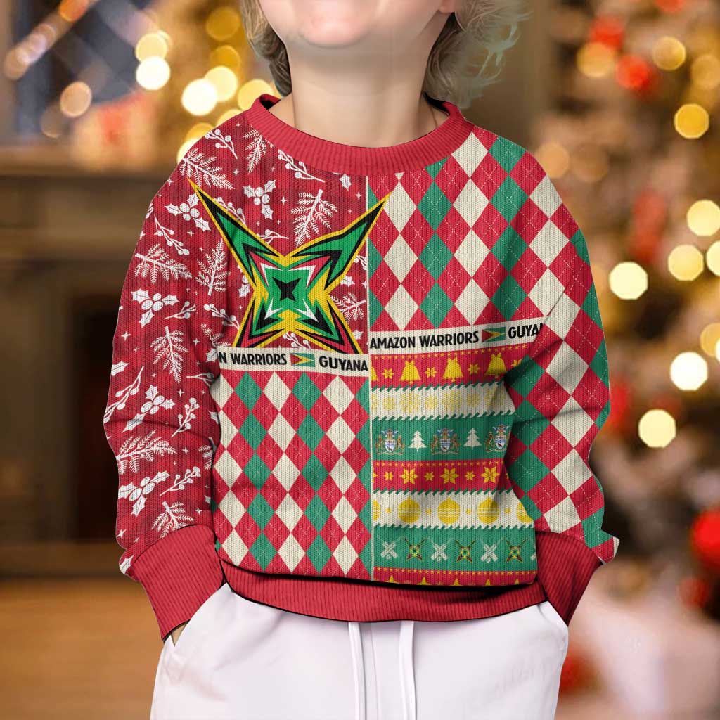Personalized Amazon Warriors Cricket Christmas Kid Ugly Christmas Sweater Guyana Merry Xmas - Wonder Print Shop