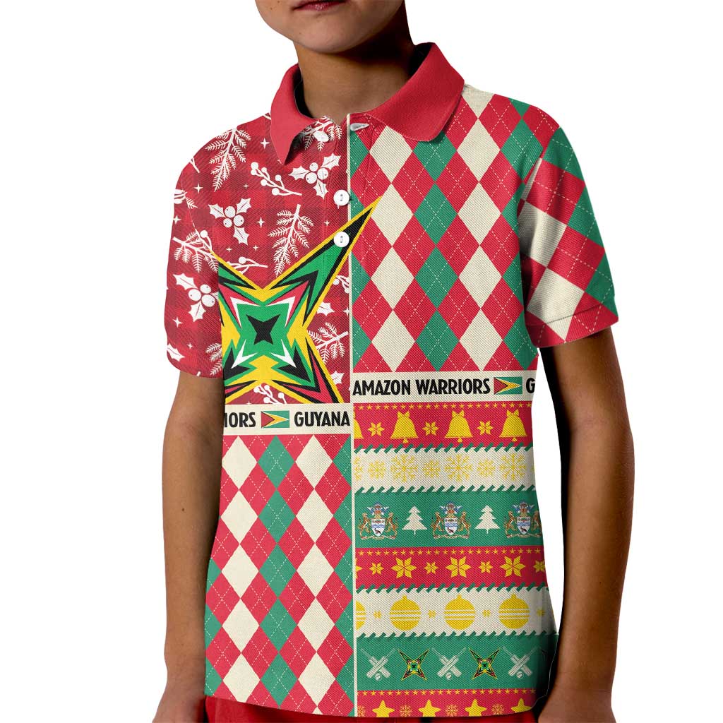Personalized Amazon Warriors Cricket Christmas Kid Polo Shirt Guyana Merry Xmas - Wonder Print Shop