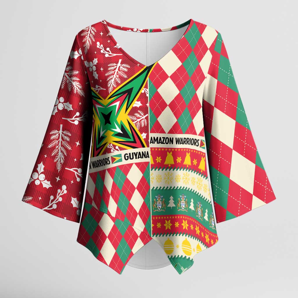 Personalized Amazon Warriors Cricket Christmas Kimono Sleeve Blouse Guyana Merry Xmas - Wonder Print Shop