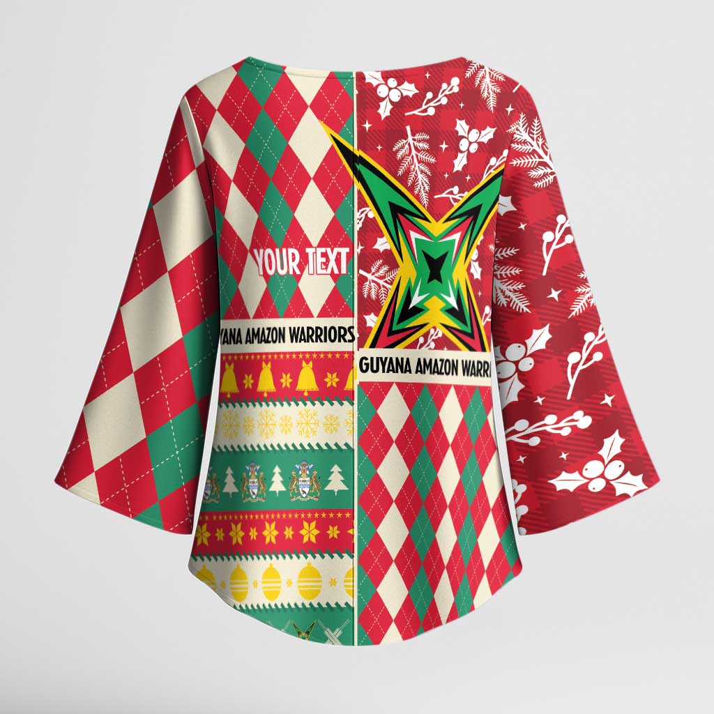 Personalized Amazon Warriors Cricket Christmas Kimono Sleeve Blouse Guyana Merry Xmas - Wonder Print Shop