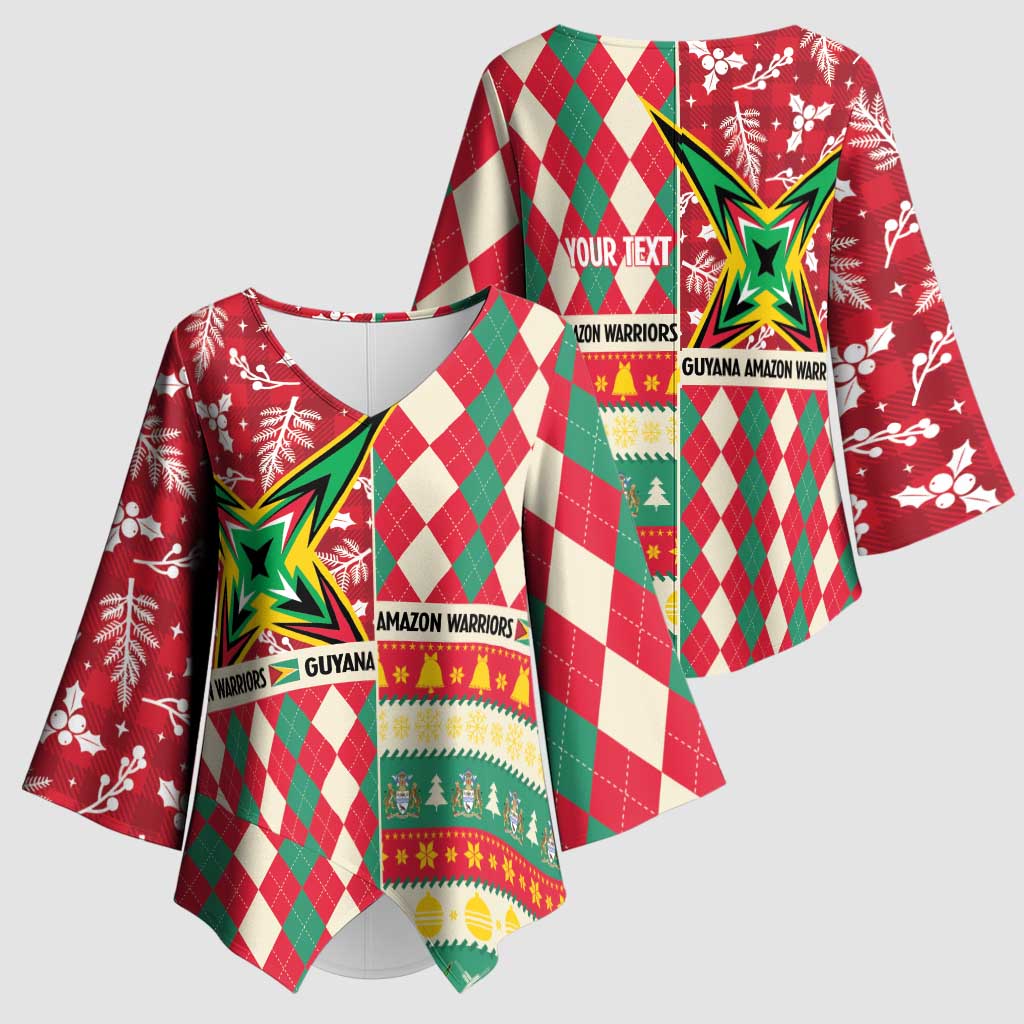 Personalized Amazon Warriors Cricket Christmas Kimono Sleeve Blouse Guyana Merry Xmas - Wonder Print Shop