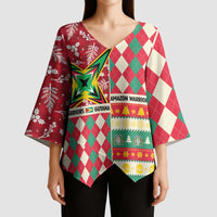 Personalized Amazon Warriors Cricket Christmas Kimono Sleeve Blouse Guyana Merry Xmas - Wonder Print Shop