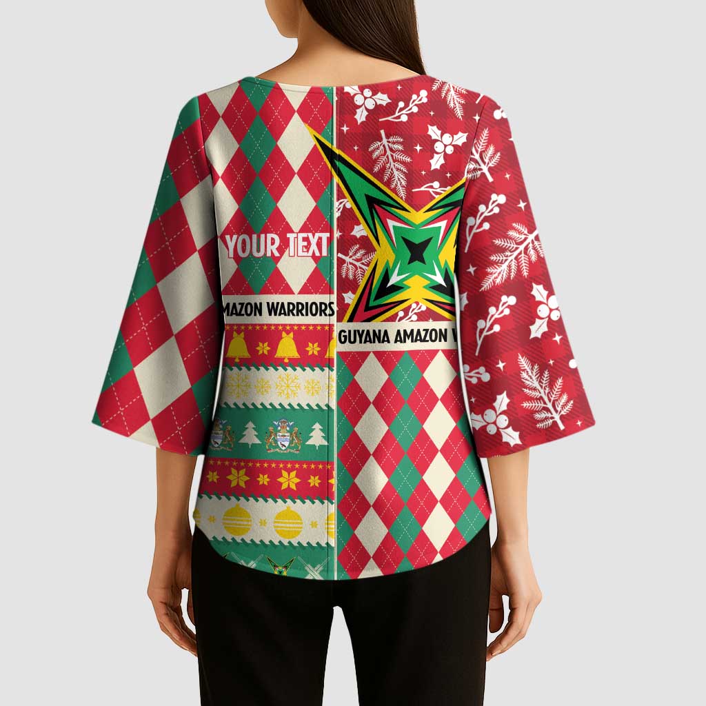 Personalized Amazon Warriors Cricket Christmas Kimono Sleeve Blouse Guyana Merry Xmas - Wonder Print Shop