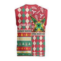 Personalized Amazon Warriors Cricket Christmas Knitted V-Neck Vest Guyana Merry Xmas - Wonder Print Shop