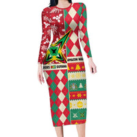 Personalized Amazon Warriors Cricket Christmas Long Sleeve Bodycon Dress Guyana Merry Xmas - Wonder Print Shop