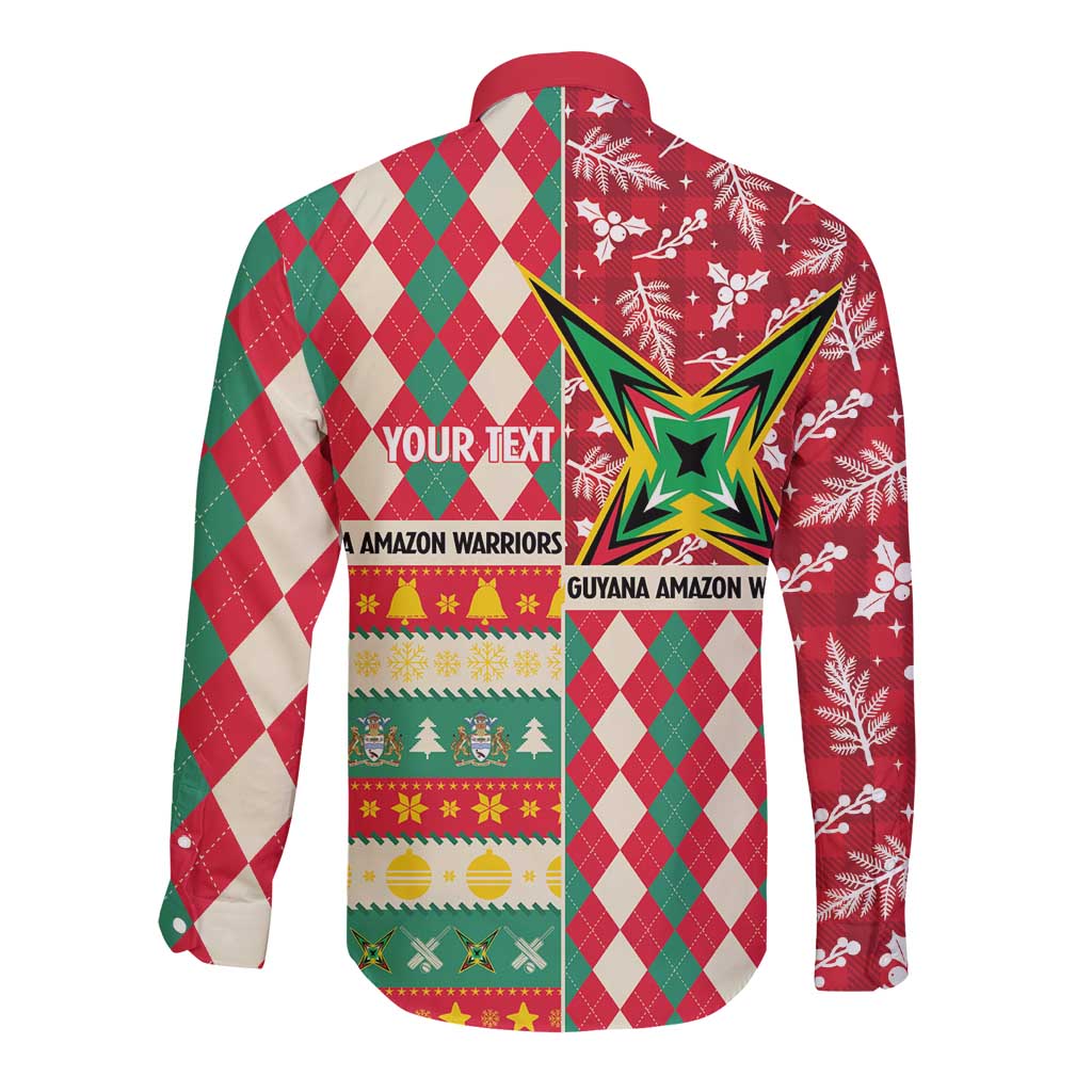 Personalized Amazon Warriors Cricket Christmas Long Sleeve Button Shirt Guyana Merry Xmas - Wonder Print Shop