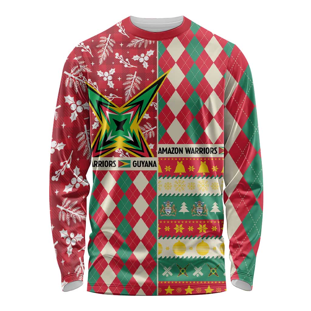 Personalized Amazon Warriors Cricket Christmas Long Sleeve Shirt Guyana Merry Xmas - Wonder Print Shop