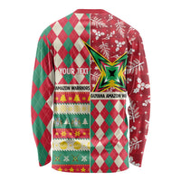 Personalized Amazon Warriors Cricket Christmas Long Sleeve Shirt Guyana Merry Xmas - Wonder Print Shop