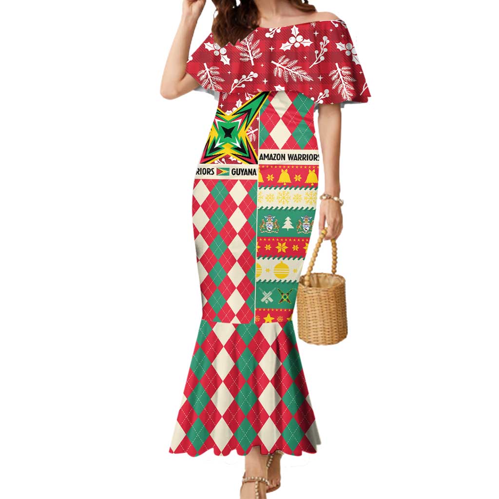 Personalized Amazon Warriors Cricket Christmas Mermaid Dress Guyana Merry Xmas - Wonder Print Shop
