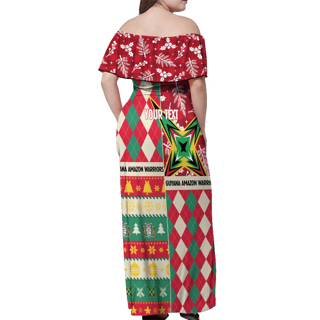 Personalized Amazon Warriors Cricket Christmas Off Shoulder Maxi Dress Guyana Merry Xmas - Wonder Print Shop