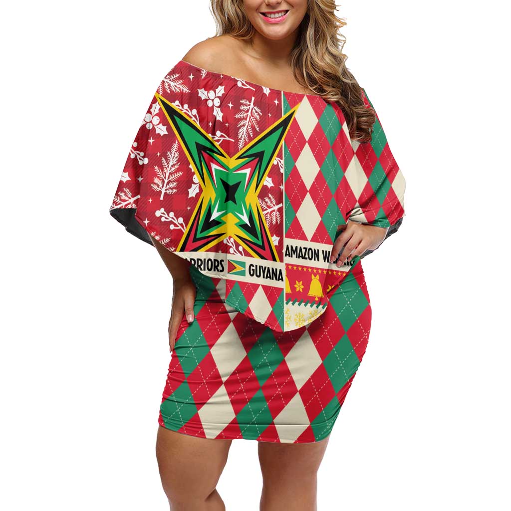 Personalized Amazon Warriors Cricket Christmas Off Shoulder Short Dress Guyana Merry Xmas - Wonder Print Shop
