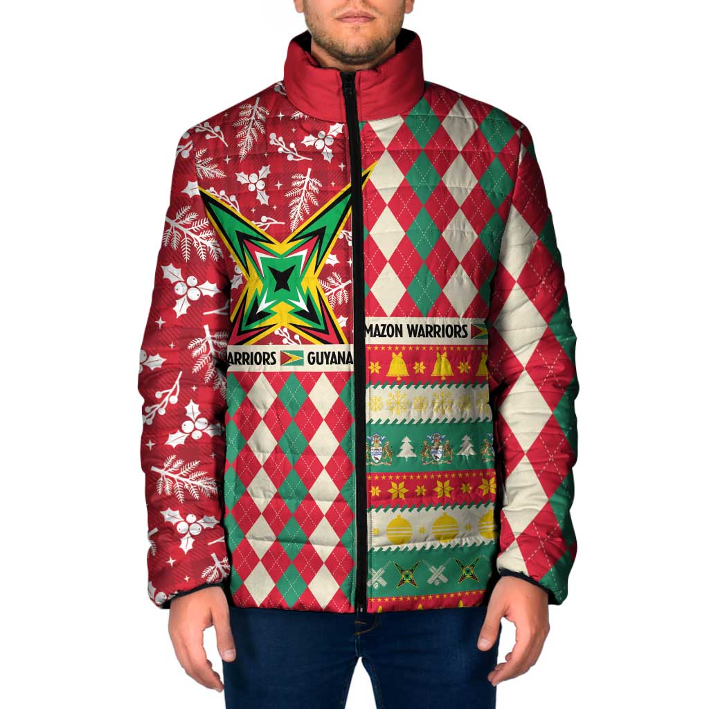 Personalized Amazon Warriors Cricket Christmas Padded Jacket Guyana Merry Xmas - Wonder Print Shop