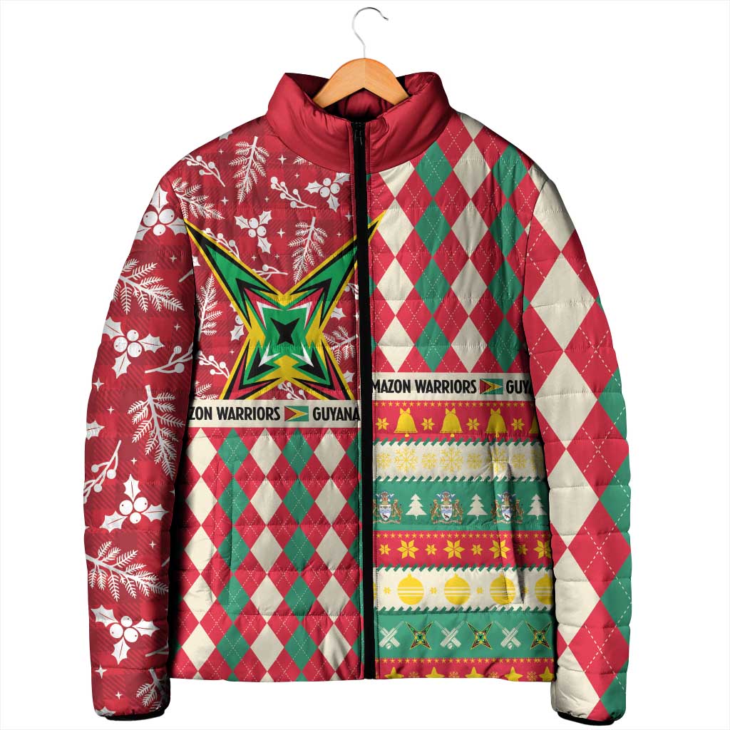 Personalized Amazon Warriors Cricket Christmas Padded Jacket Guyana Merry Xmas - Wonder Print Shop