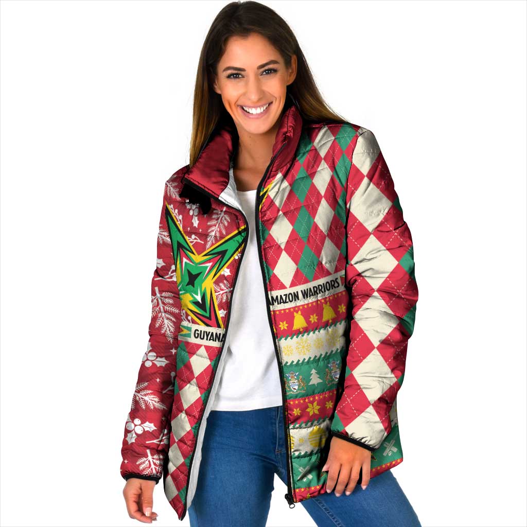 Personalized Amazon Warriors Cricket Christmas Padded Jacket Guyana Merry Xmas - Wonder Print Shop
