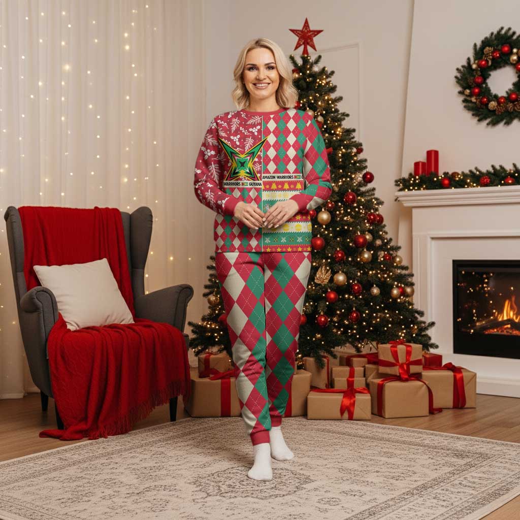 Personalized Amazon Warriors Cricket Christmas Pajama Set Guyana Merry Xmas - Wonder Print Shop