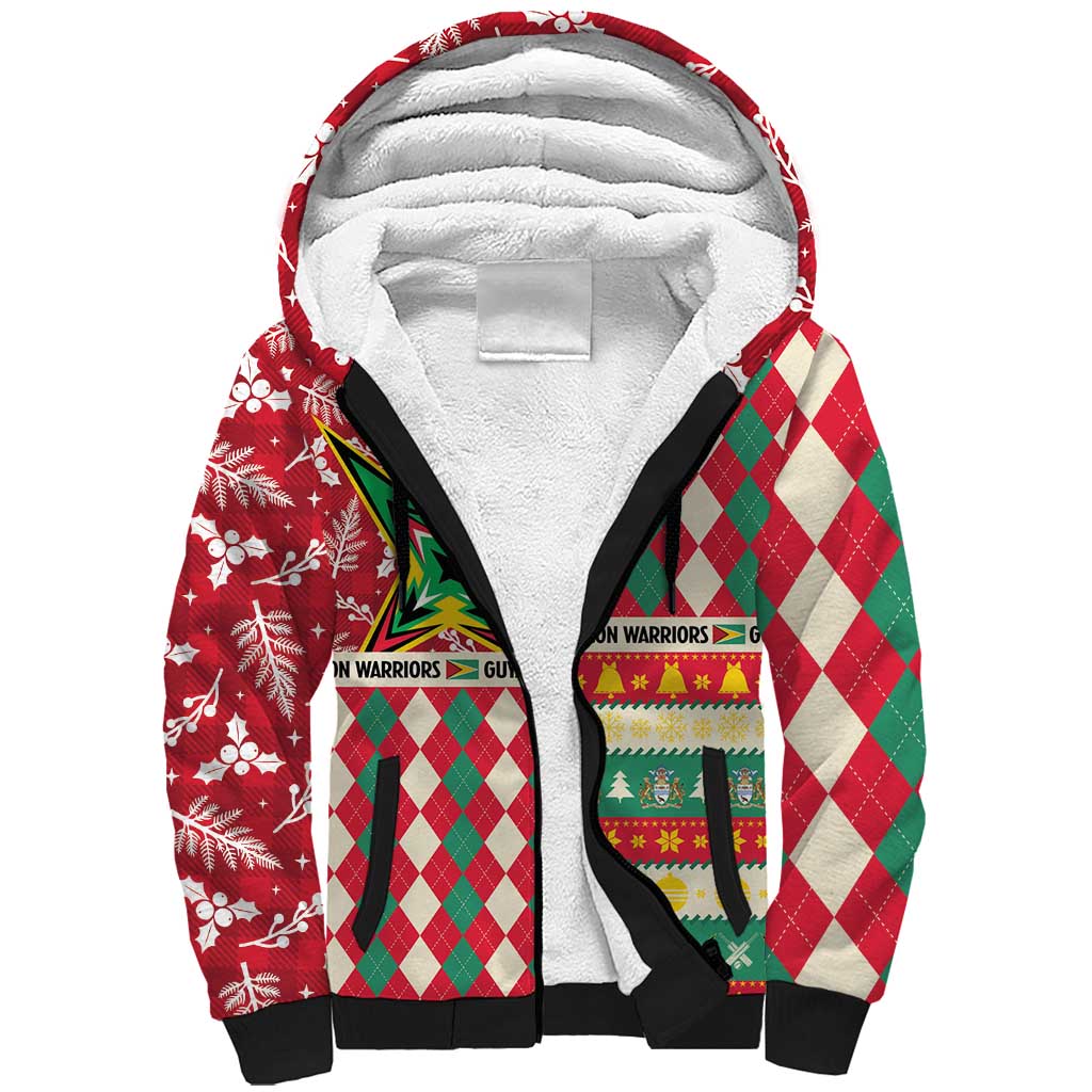 Personalized Amazon Warriors Cricket Christmas Sherpa Hoodie Guyana Merry Xmas - Wonder Print Shop