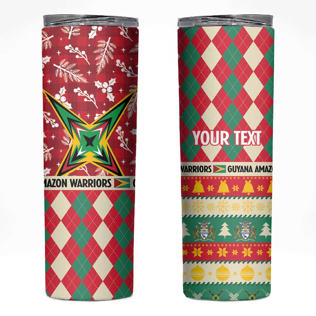 Personalized Amazon Warriors Cricket Christmas Skinny Tumbler Guyana Merry Xmas - Wonder Print Shop